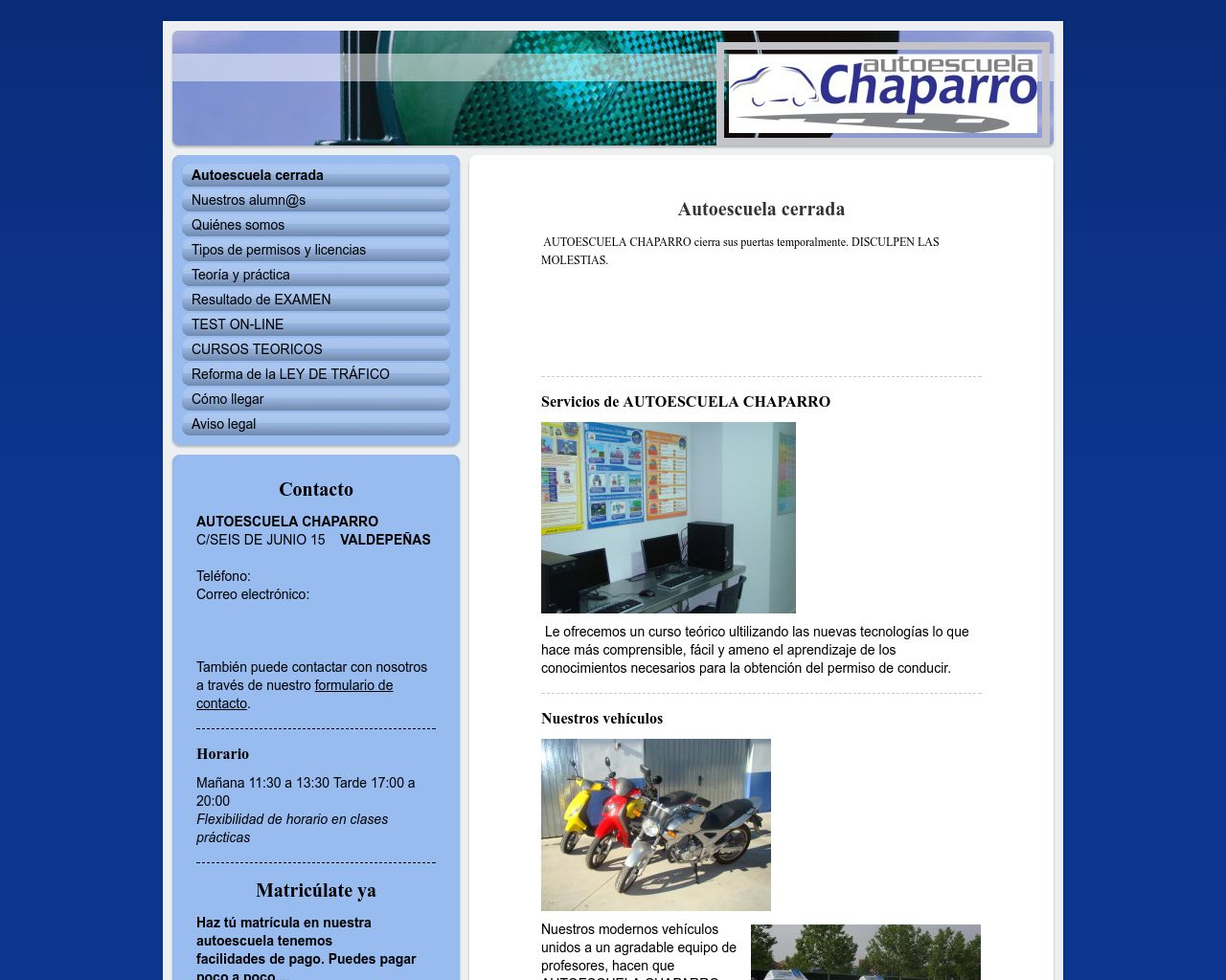 El sitio de la imagen autoescuelachaparro.es en 1280x1024