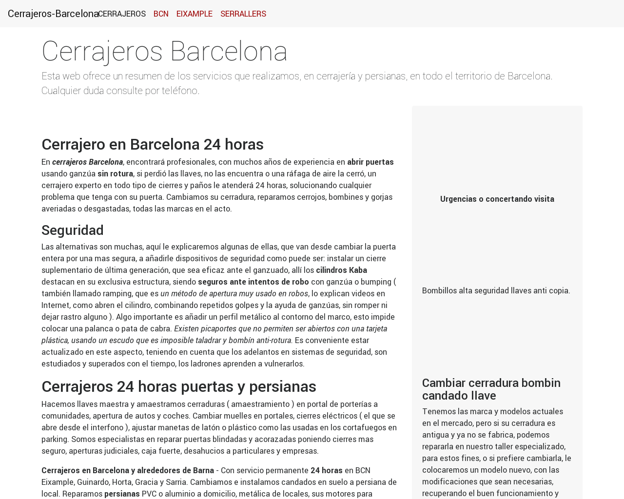 El sitio de la imagen cerrajeros-barcelona.com en 1280x1024