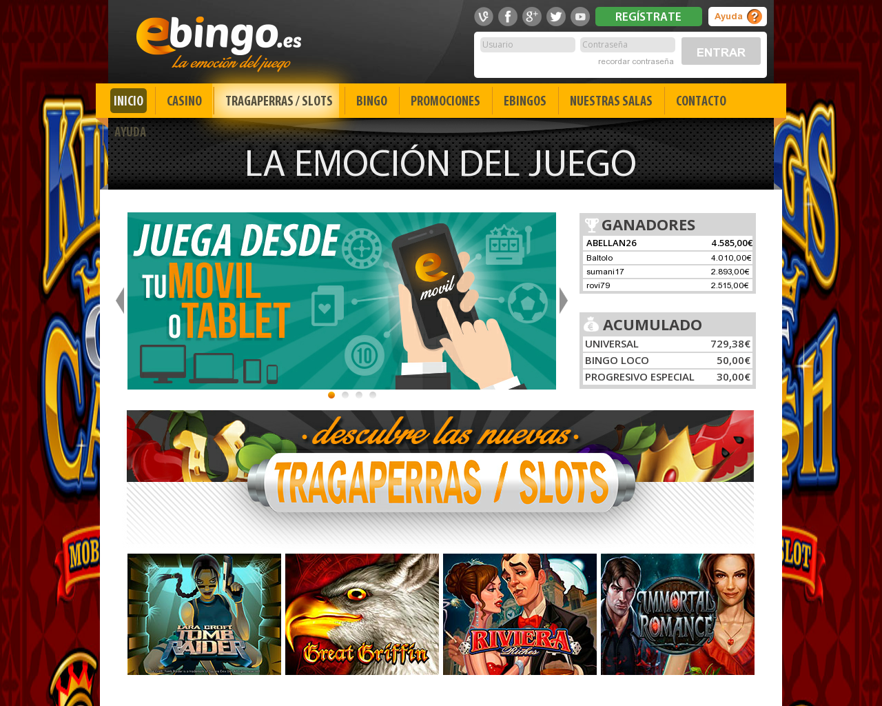 El sitio de la imagen e-bingo.es en 1280x1024