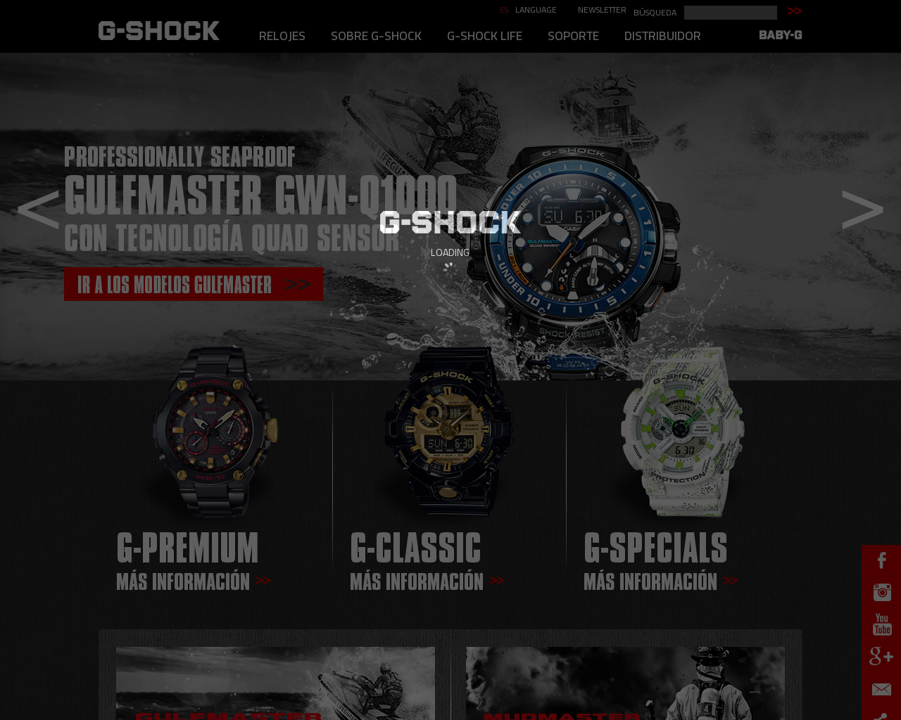 El sitio de la imagen g-shock.es en 1280x1024