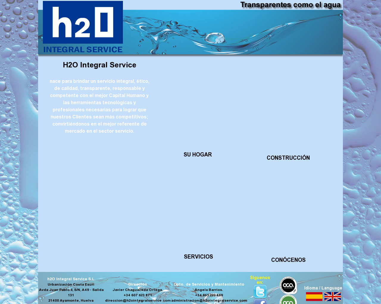 El sitio de la imagen h2ointegralservice.es en 1280x1024