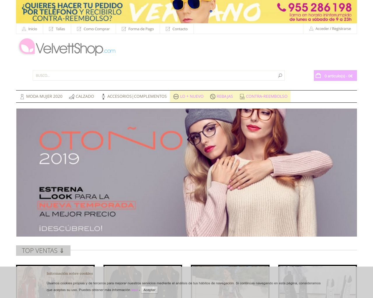 El sitio de la imagen velvettshop.com en 1280x1024